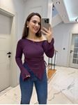 Mürdüm Omuz Detay Asimetrik Büzgülü Body