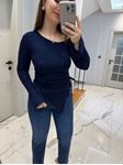 Lacivert Omuz Detay Asimetrik Büzgülü Body