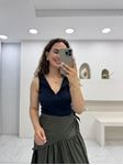 Lacivert Çift Yön Fermuarlı Body