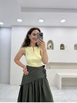 Sarı Çift Yön Fermuarlı Body