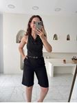 Siyah Puantiyeli Degaje Yaka Body