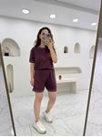 Bordo Marka Model Biyeli Şort T-Shirt Modal Takım