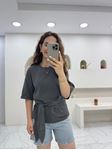 Antrasit Orijinal Marka Bağlamalı T-Shirt