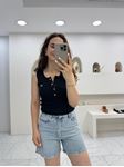 Siyah Marka Model Fitilli U Yaka Atlet