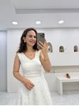 Beyaz V Yaka Yanları Büzgülü Bluz