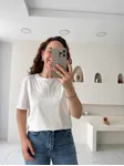 Beyaz Orijinal Marka Taş Baskılı T-Shirt