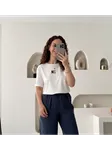 Beyaz Orijinal Marka Önü Baskılı T-Shirt