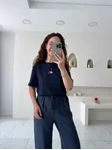 Lacivert Orijinal Marka Önü Baskılı T-Shirt