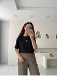 Siyah Orijinal Marka Önü Baskılı T-Shirt