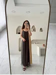 Renkli İp Askılı Şifon Elbise