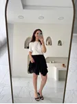 Siyah Fırfırlı Şifon Mini Etek