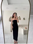 Siyah Straplez Midi Elbise
