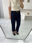 Lacivert Kemerli Rins Yıkama Baggy Jean