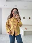 Sarı Çiçek Desenli Kimono Gömlek