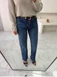 Mavi Kahve Kemerli Straight Jean