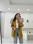 Premium Yağ Yeşili Yağlı Model Kadife Yaka Mont