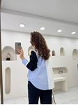 Lacivert Triko Detay Çizgili Tasarım Gömlek