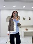 Vizon Triko Detay Çizgili Tasarım Gömlek
