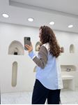 Vizon Triko Detay Çizgili Tasarım Gömlek