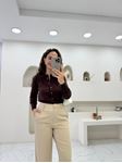 M.D. Kahverengi Kemik Düğmeli Lyocell Kumaş Basic Hırka
