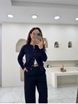 M.D. Lacivert Kemik Düğmeli Lyocell Kumaş Basic Hırka